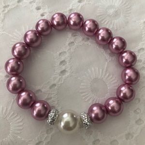 Pink bead stretch bracelet